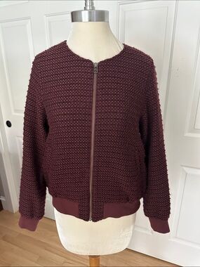 Women's Journal Standard Textured Zip Bomber Jacket in Deep Burgundy, Size S